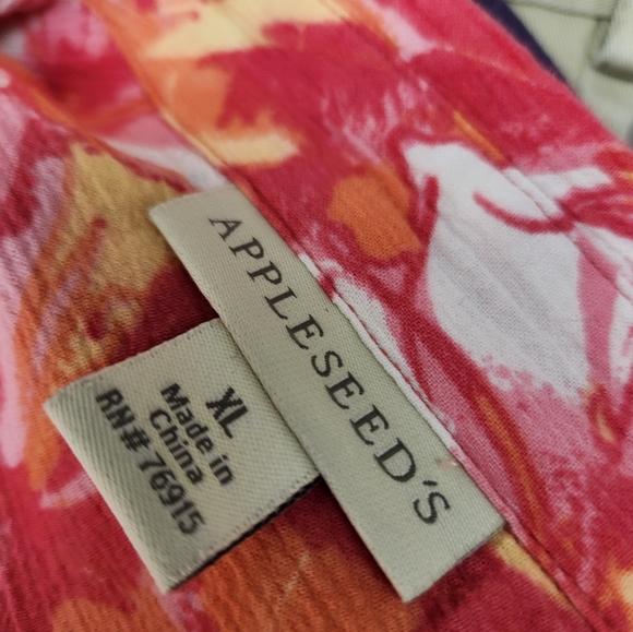 Appleseeds Long Sleeve Button Up Floral Pink Orange XL - Picture 5 of 6